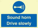 sound-horn-drive-slowly-warehousing-and-delivery-sign~
